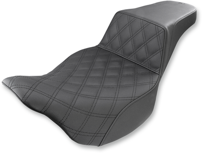 SADDLEMEN Step-Up Seat - Front Lattice Stitch - Black - Touring '08-'24