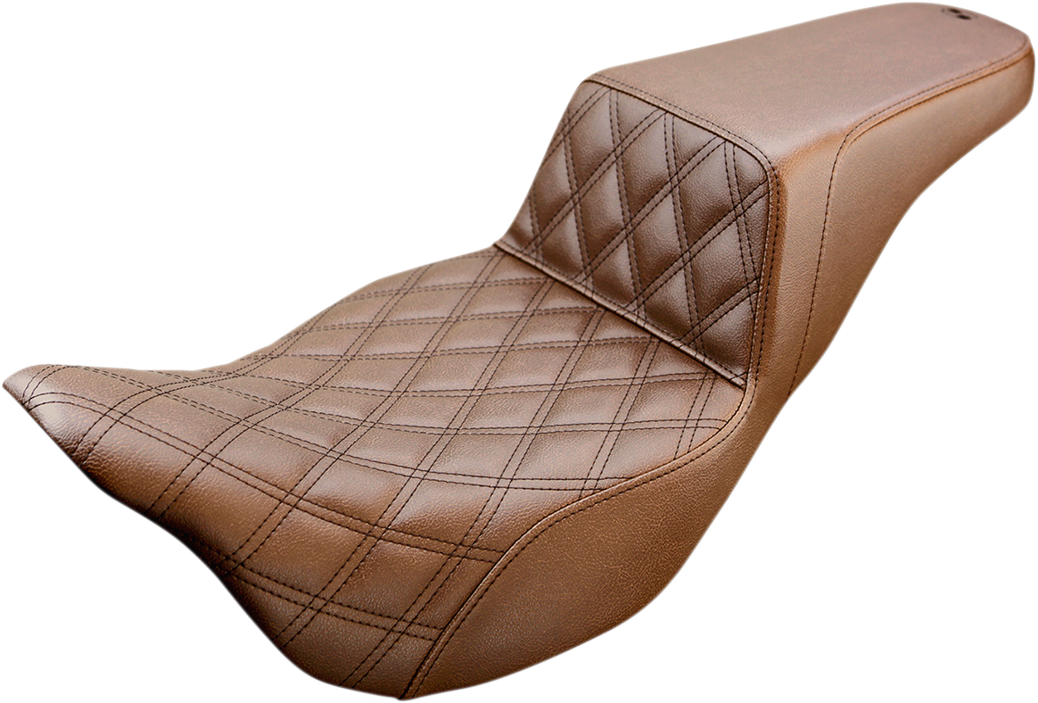 SADDLEMEN Step-Up Seat - Front Lattice Stitch - Brown - Touring '08-'24