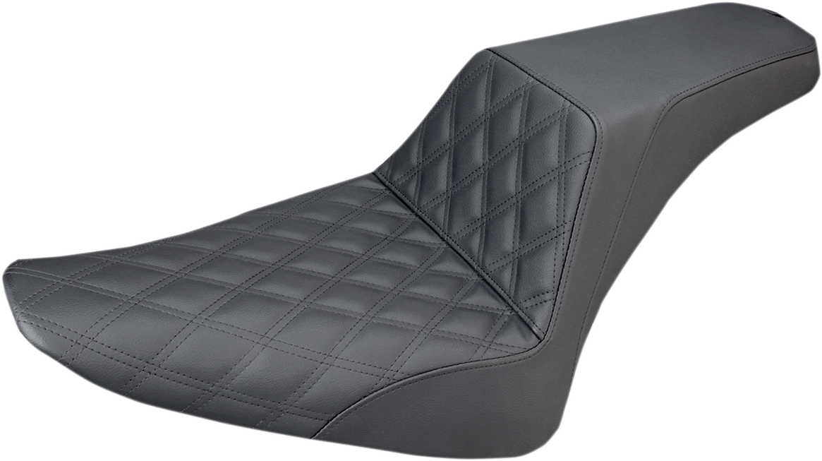 SADDLEMEN Step-Up Seat - Front Lattice Stitch - Black - Softail '12-'17