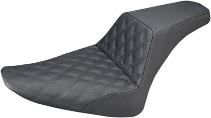 SADDLEMEN Step-Up Seat - Front Lattice Stitch - Black - Softail '12-'17