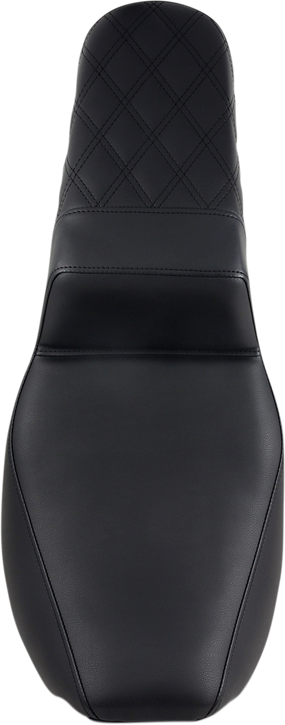 SADDLEMEN Step-Up Seat - Rear Lattice Stitch - Black - Touring '97-'07