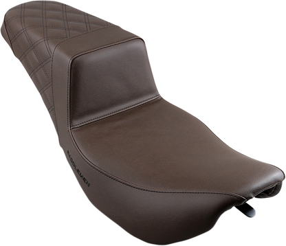 SADDLEMEN Step-Up Seat - Rear Lattice Stitch - Brown - Touring '97-'07