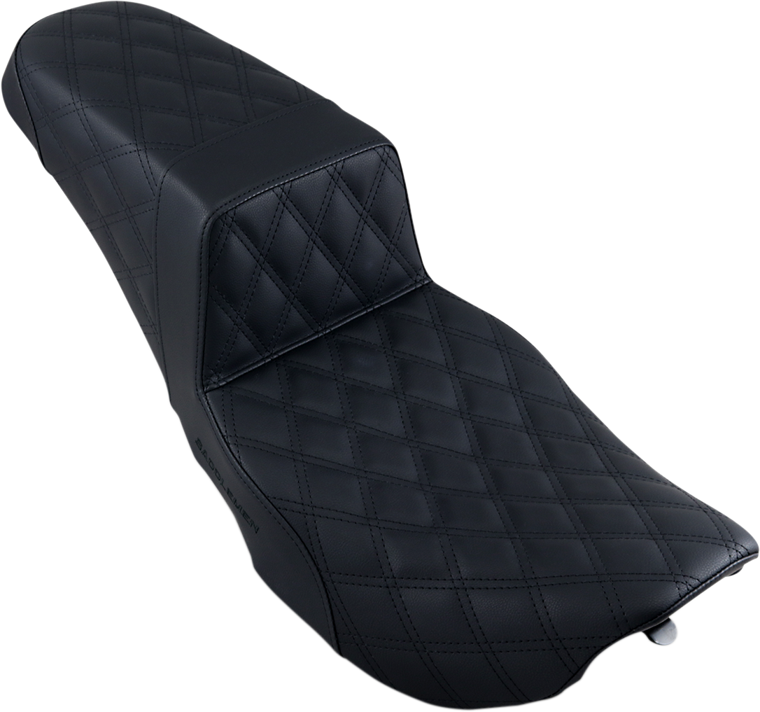 SADDLEMEN Step-Up Seat - Full Lattice Stitch - Black - Touring '97-'07
