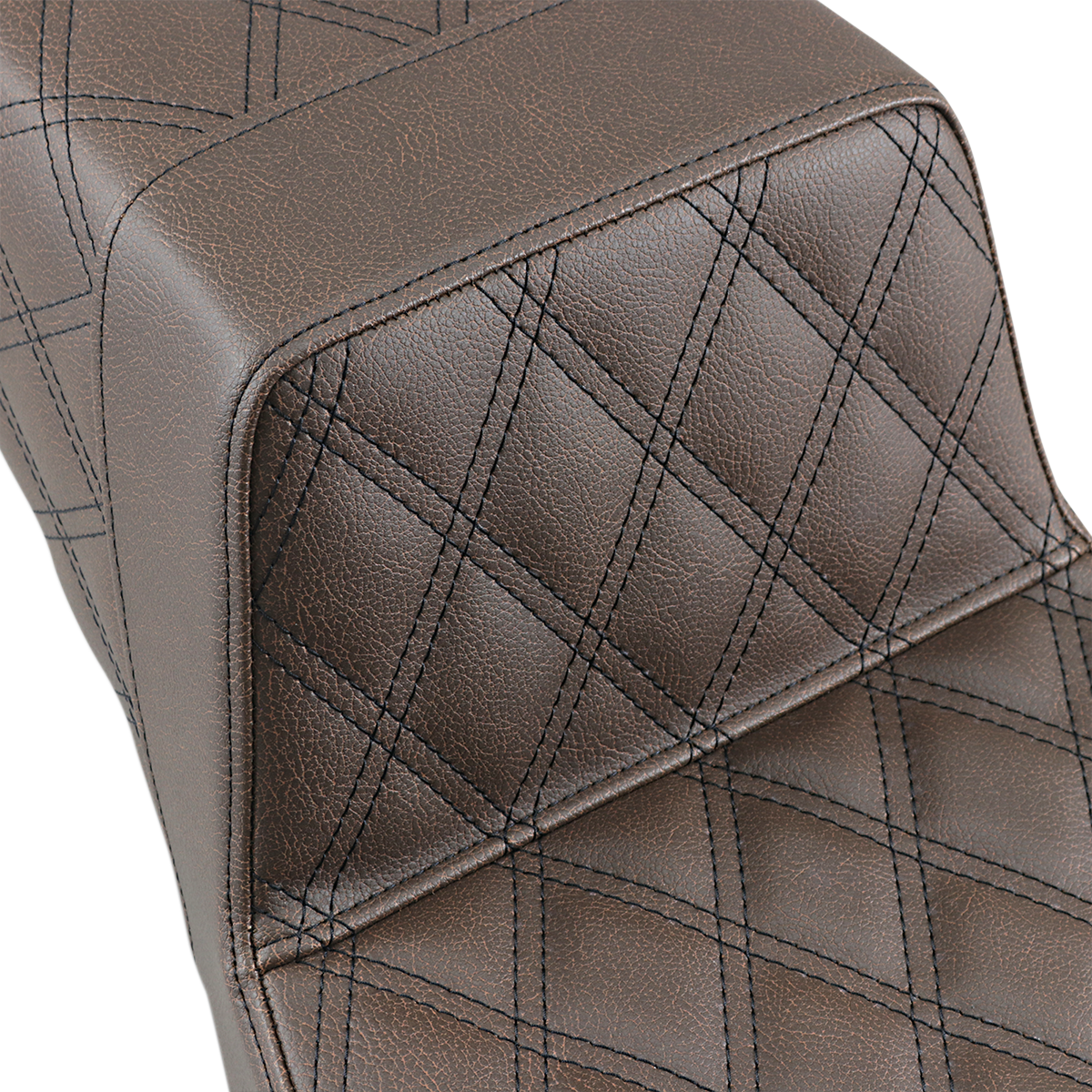 SADDLEMEN Step-Up Seat - Full Lattice Stitch - Brown - Touring '97-'07