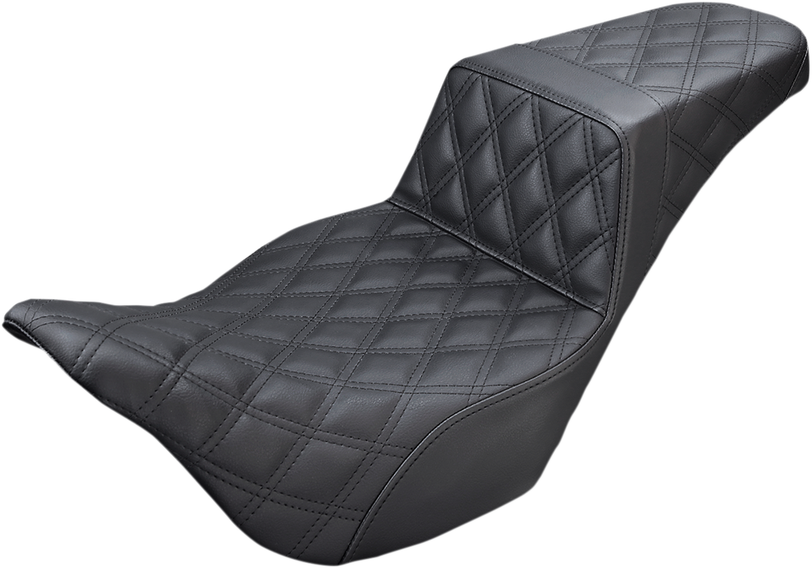 SADDLEMEN Step-Up Seat - Full Lattice Stitch - Black - Touring '08-'24