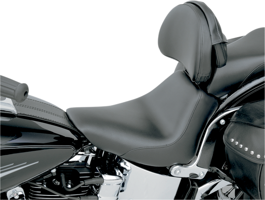 SADDLEMEN Heels Down Solo Seat - With Backrest - Plain - Black - Softail '06-'17