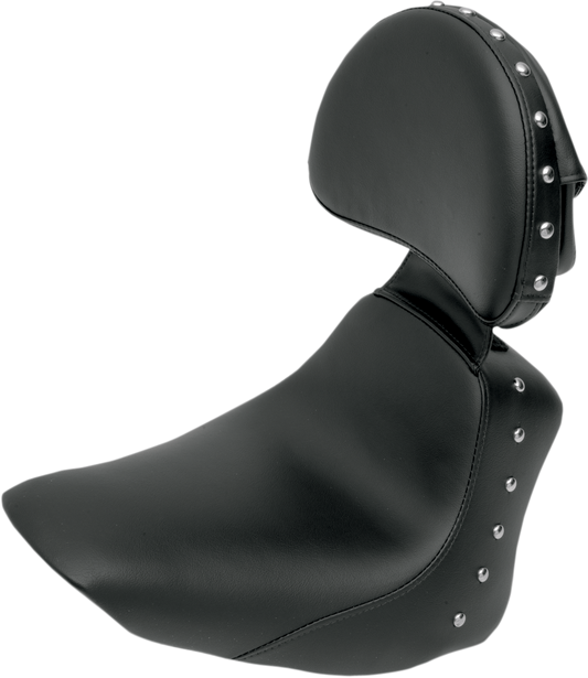SADDLEMEN Heels Down Solo Seat - With Backrest - Studded - Black - Softail '06-'17
