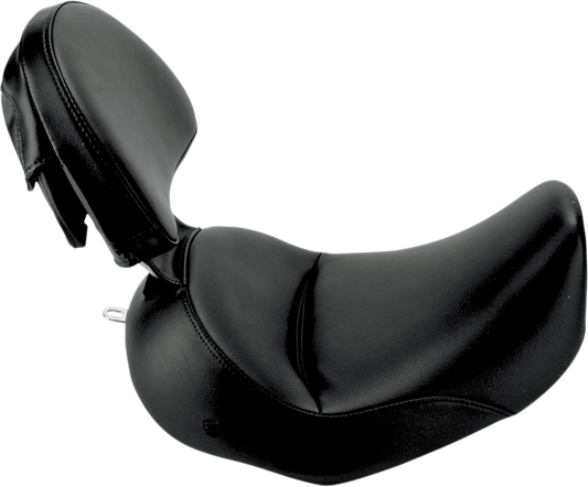 SADDLEMEN Heels Down Solo Seat - With Backrest - Plain - Black - Softail '06-'17
