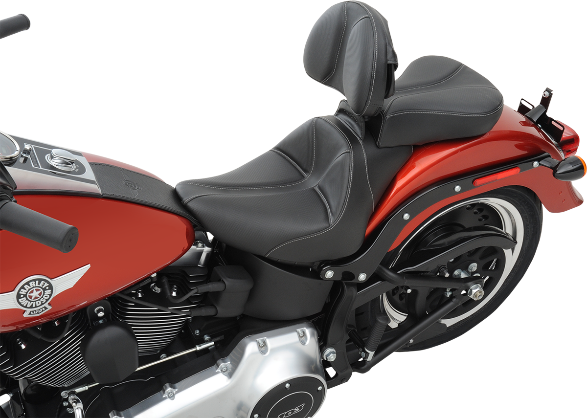 SADDLEMEN Dominator Solo Seat - w/o Backrest - Black w/ Gray Stitching - Softail '06-'17