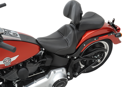 SADDLEMEN Dominator Solo Seat - w/o Backrest - Black w/ Gray Stitching - Softail '06-'17