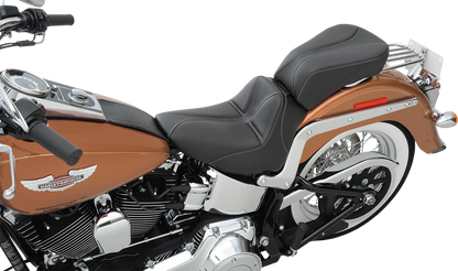 SADDLEMEN Dominator Solo Seat - w/o Backrest - Black w/ Silver Stitching - Softail '06-'17