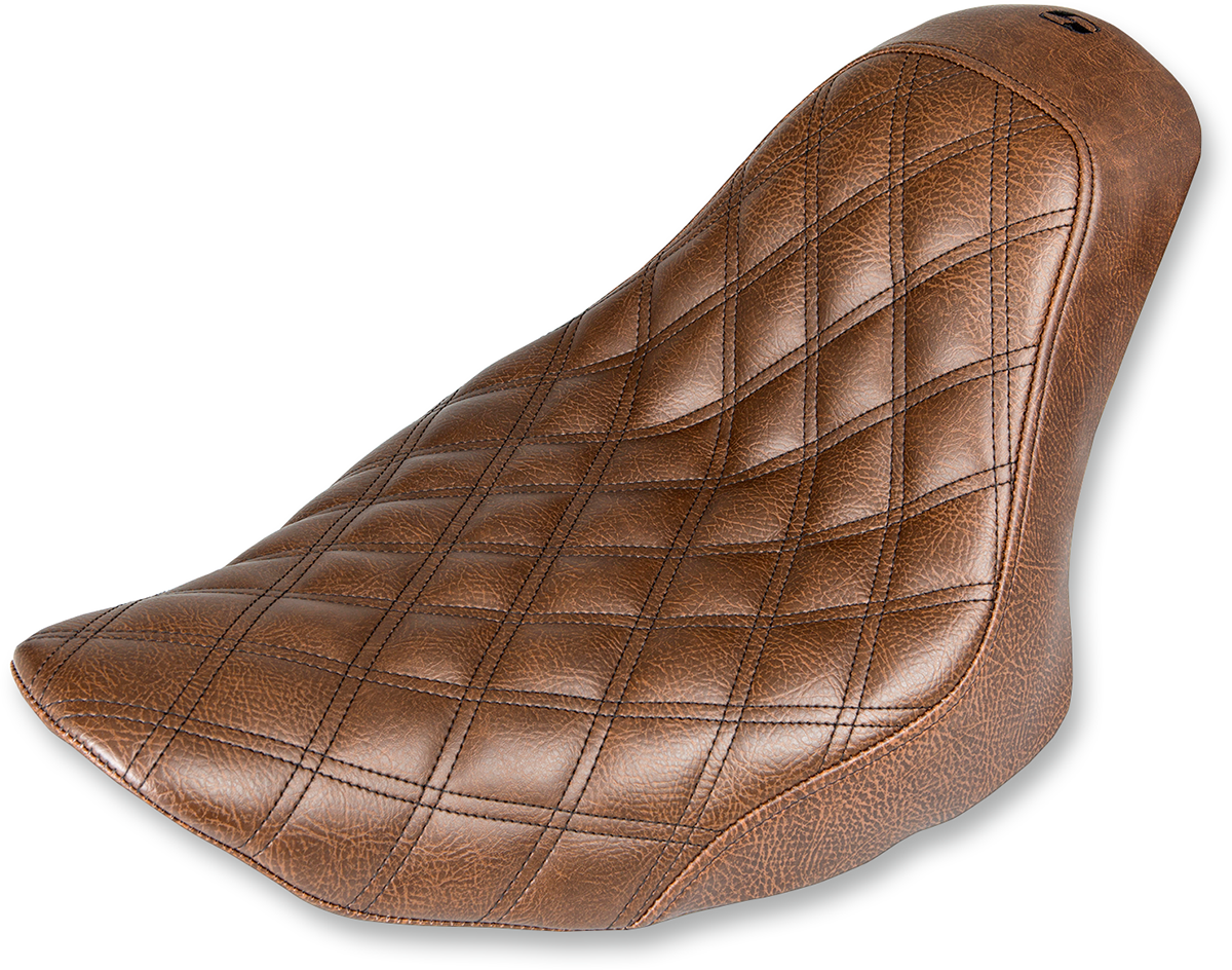 SADDLEMEN Renegade Solo Seat - Lattice Stitched - Brown - Softail '06-'17