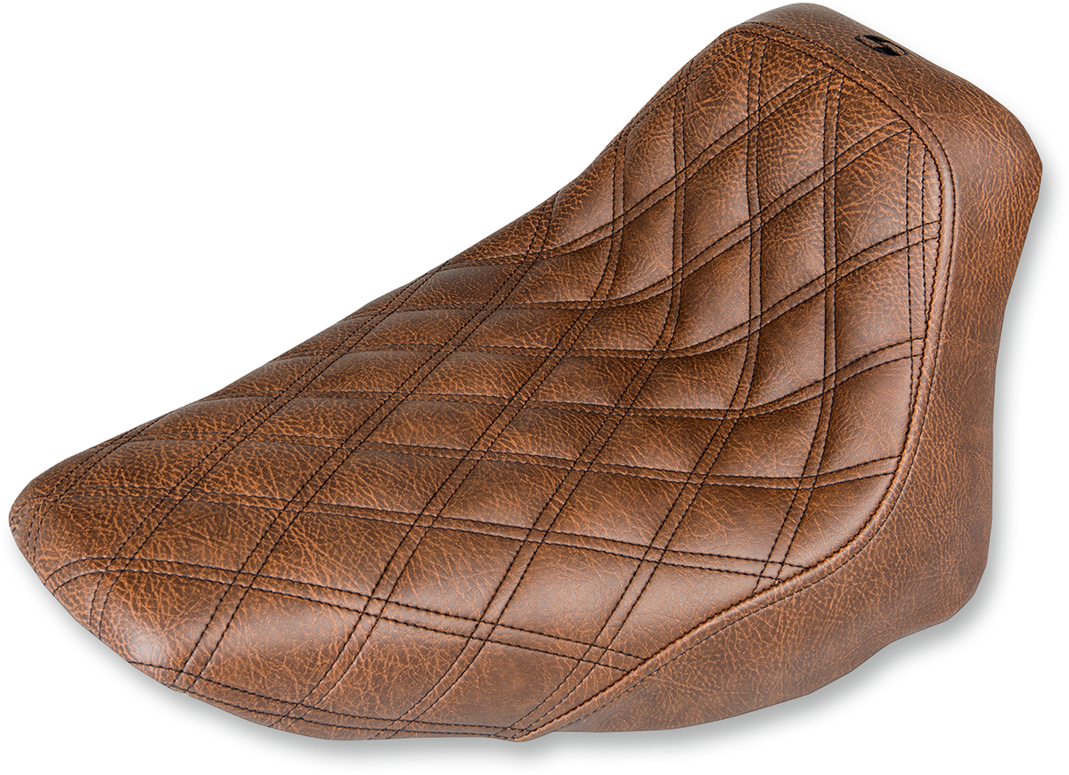 SADDLEMEN Renegade Solo Seat - Lattice Stitched - Brown - Softail '06-'17