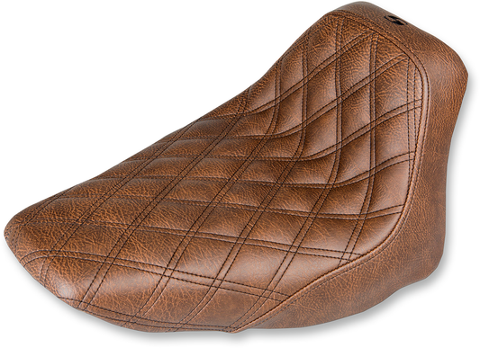 SADDLEMEN Renegade Solo Seat - Lattice Stitched - Brown - Softail '06-'17