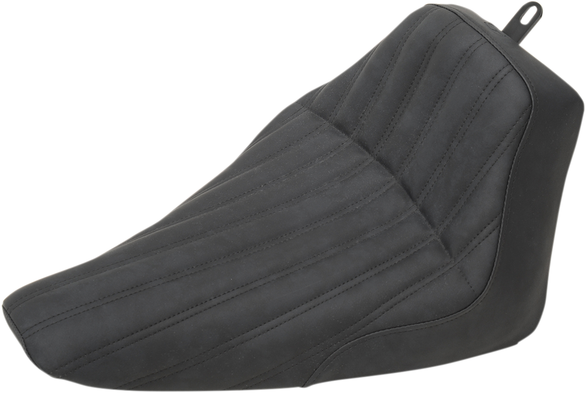 SADDLEMEN Knuckle Solo Seat - Ribbed - Black - Softail '12-'17