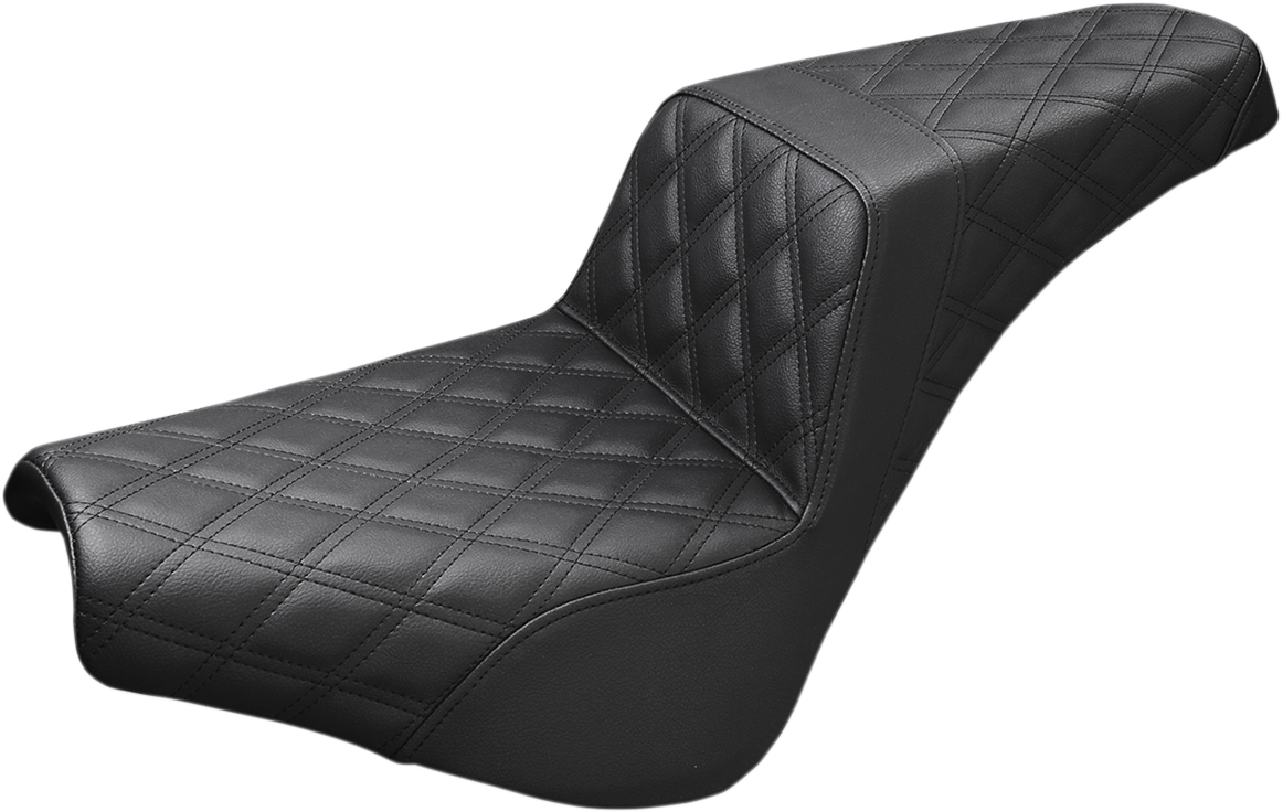 SADDLEMEN Step-Up Seat - Full Lattice Stitch - Black - Softail '18-'24