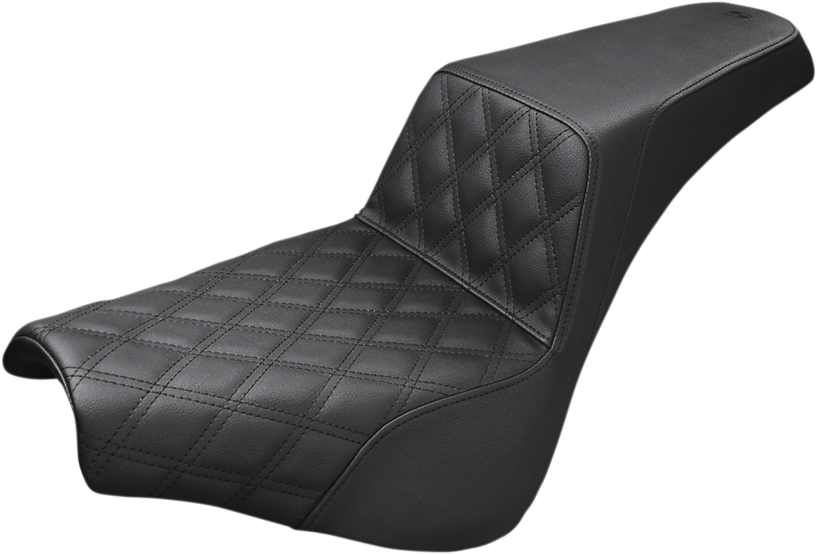 SADDLEMEN Step-Up Seat - Front Lattice Stitch - Black - Softail '18-'24