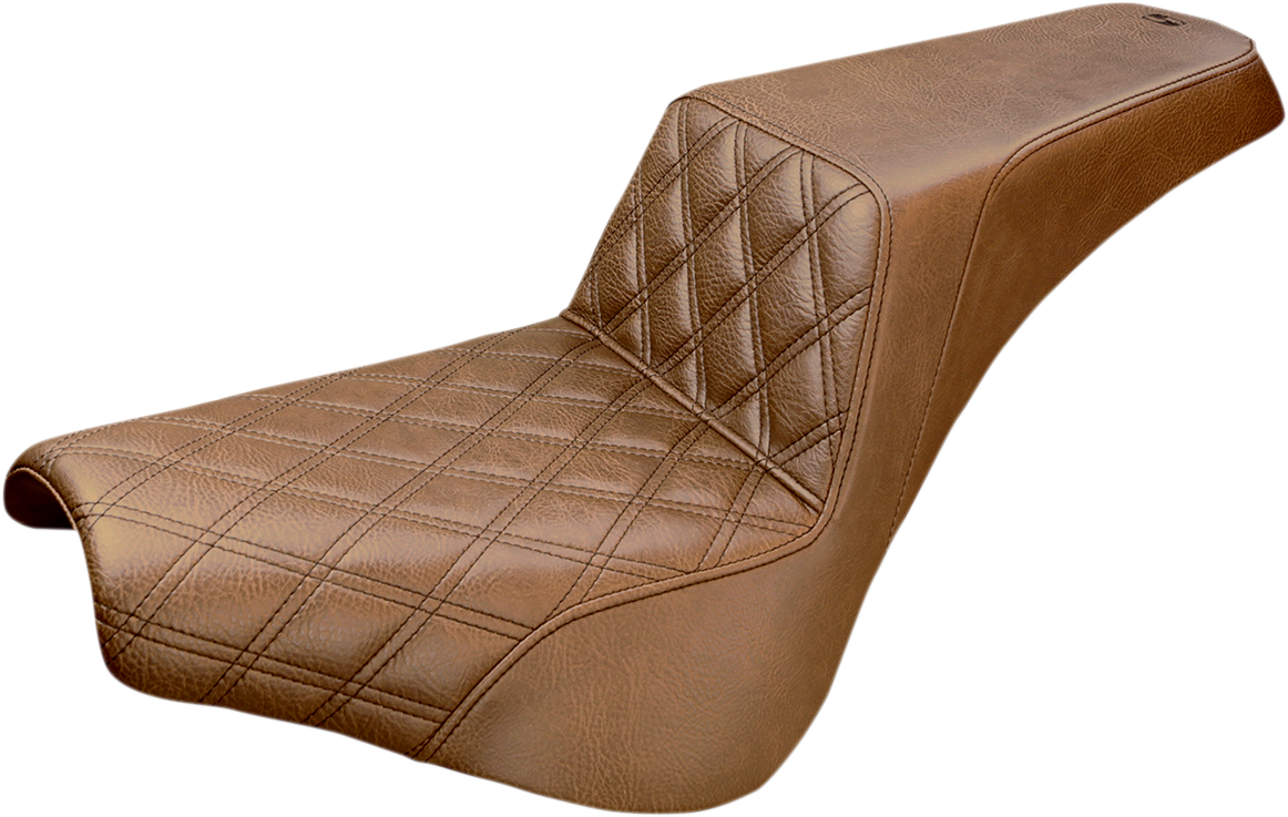 SADDLEMEN Step-Up Seat - Front Lattice Stitch - Brown - Softail '18-'24