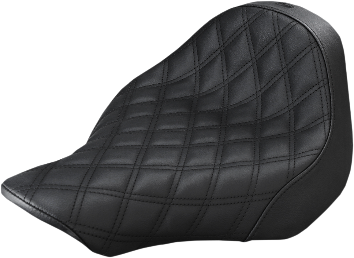 SADDLEMEN Seat - Renegade™ Solo - Lattice Stitched - Black - Softail '13-'17