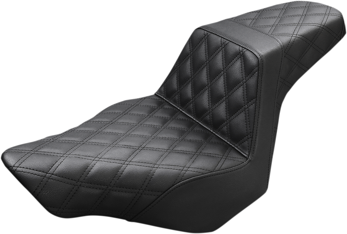 SADDLEMEN Step-Up Seat - Full Lattice Stitch - Black - Softail '13-'17