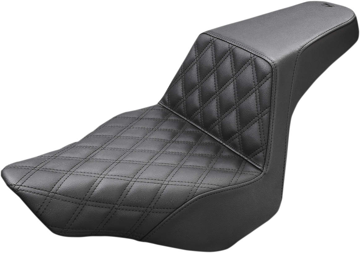 SADDLEMEN Step-Up Seat - Front Lattice Stitch - Black - Softail '13-'17