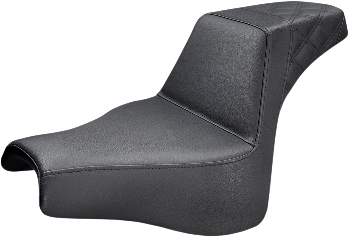 SADDLEMEN Step-Up Seat - Rear Lattice Stitch - Black - Softail '18-'19