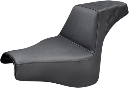 SADDLEMEN Step-Up Seat - Rear Lattice Stitch - Black - Softail '18-'19