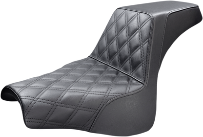 SADDLEMEN Step-Up Seat - Front Lattice Stitch - Black - Softail '18-'19