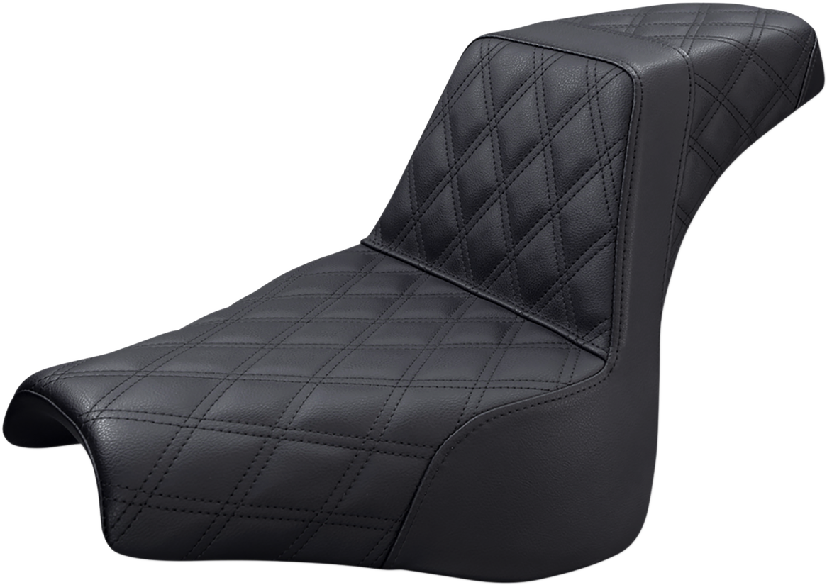SADDLEMEN Step-Up Seat - Full Lattice Stitch - Black - Softail '18-'19