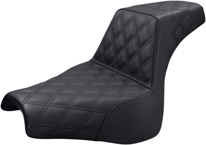 SADDLEMEN Step-Up Seat - Full Lattice Stitch - Black - Softail '18-'19