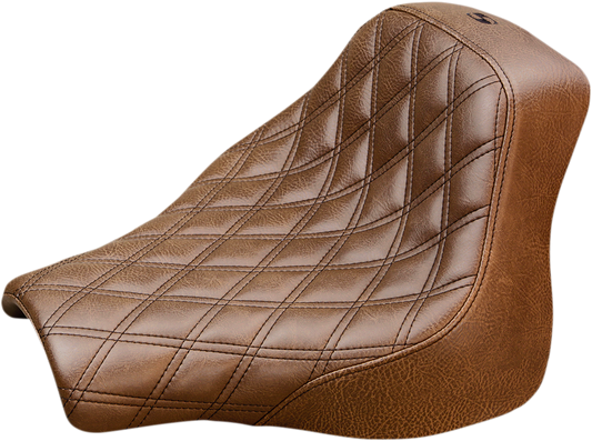 SADDLEMEN Renegade Solo Seat - Lattice Stitched - Brown - Softail '18-'19