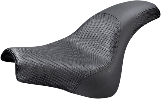 SADDLEMEN Profiler™ Basket-weave Seat - Black - Softail '18-'20