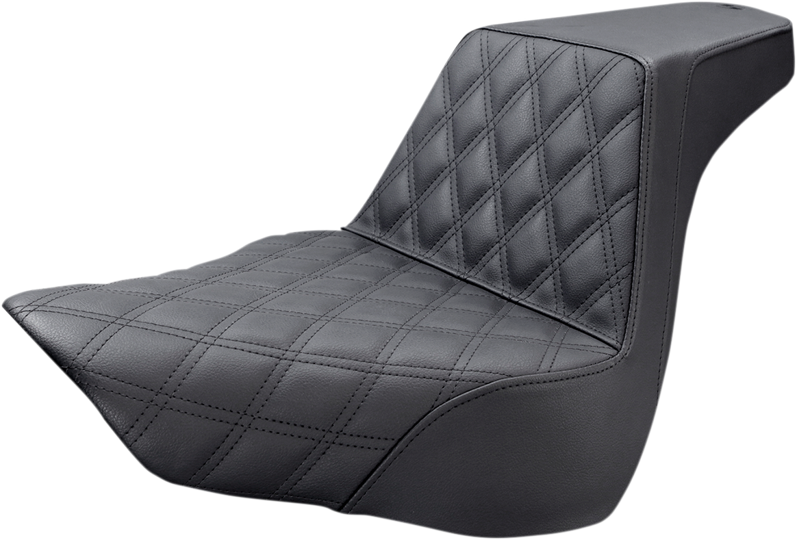 SADDLEMEN Step-Up Seat - Front Lattice Stitch - Black - Softail '18-'24