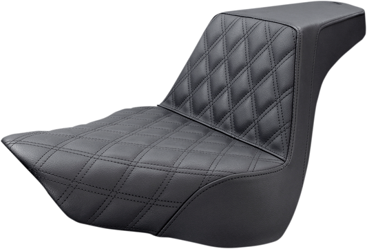SADDLEMEN Step-Up Seat - Front Lattice Stitch - Black - Softail '18-'24