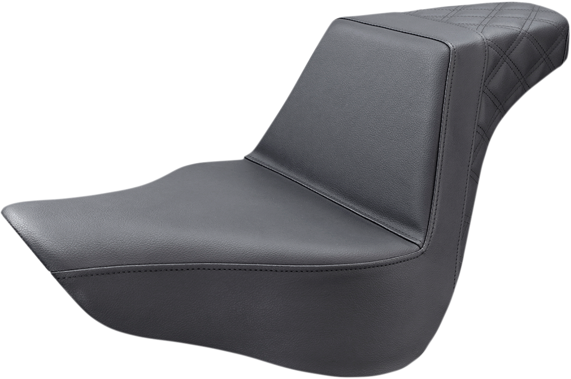 SADDLEMEN Step-Up Seat - Rear Lattice Stitch - Black - Softail '18-'24
