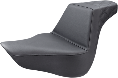 SADDLEMEN Step-Up Seat - Rear Lattice Stitch - Black - Softail '18-'24