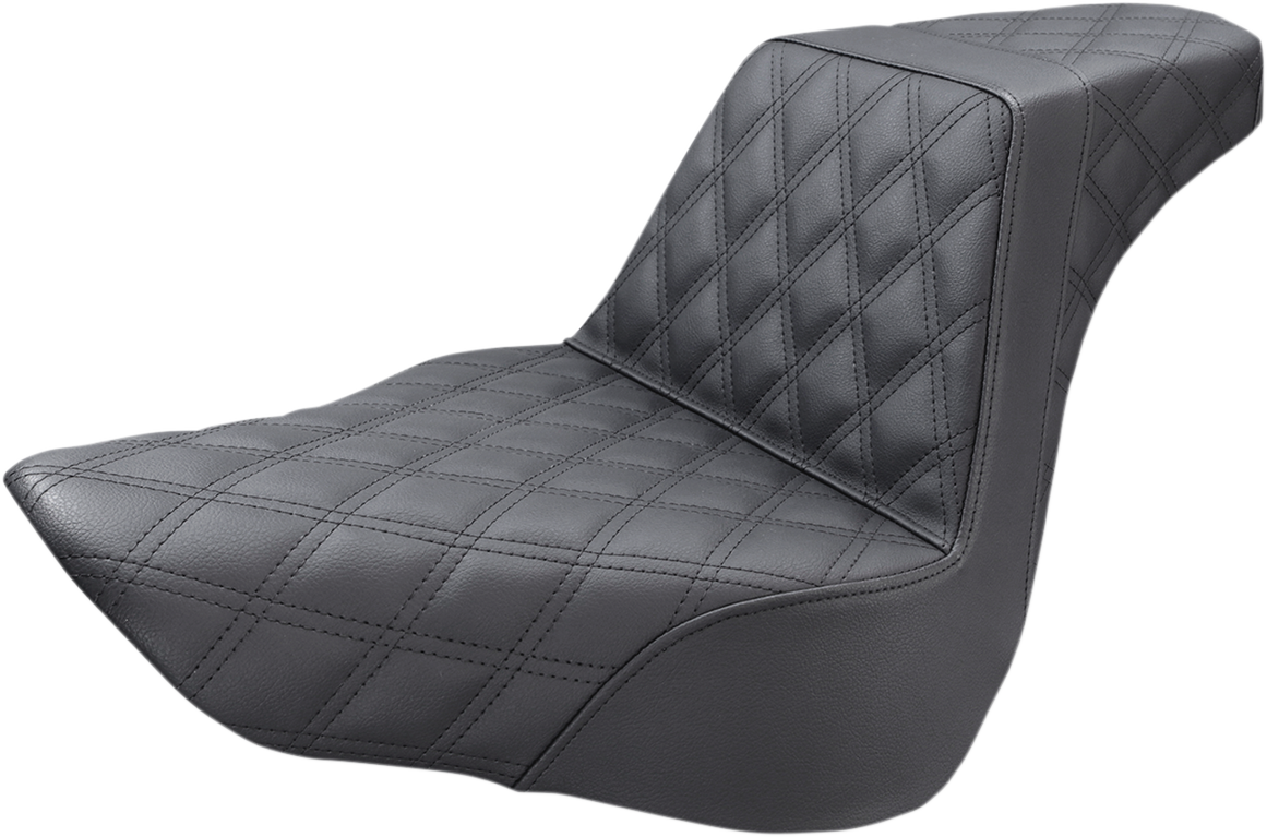 SADDLEMEN Step-Up Seat - Full Lattice Stitch - Black - Softail '18-'24