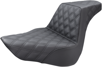 SADDLEMEN Step-Up Seat - Full Lattice Stitch - Black - Softail '18-'24