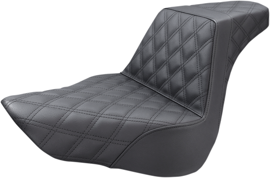 SADDLEMEN Step-Up Seat - Full Lattice Stitch - Black - Softail '18-'24