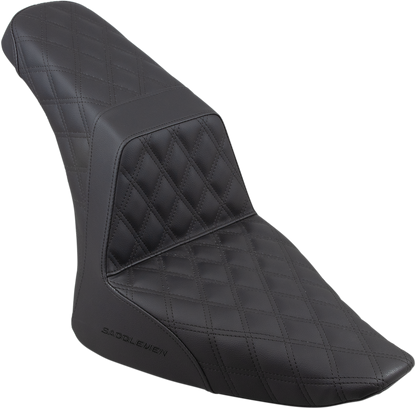 SADDLEMEN Step-Up Seat - Full Lattice Stitch - Black - Softail '12-'17