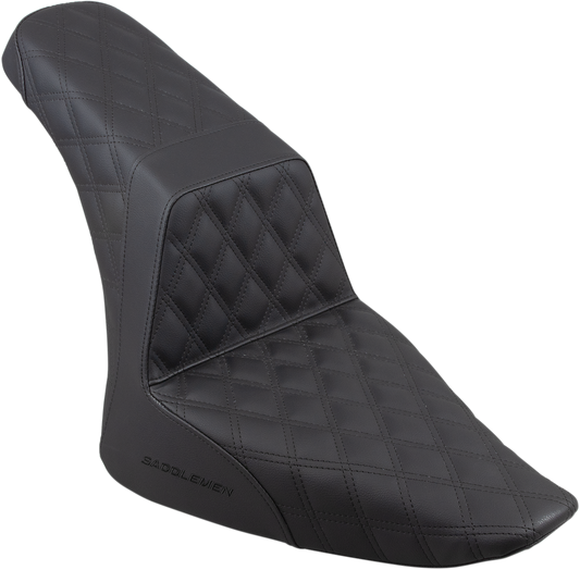 SADDLEMEN Step-Up Seat - Full Lattice Stitch - Black - Softail '12-'17