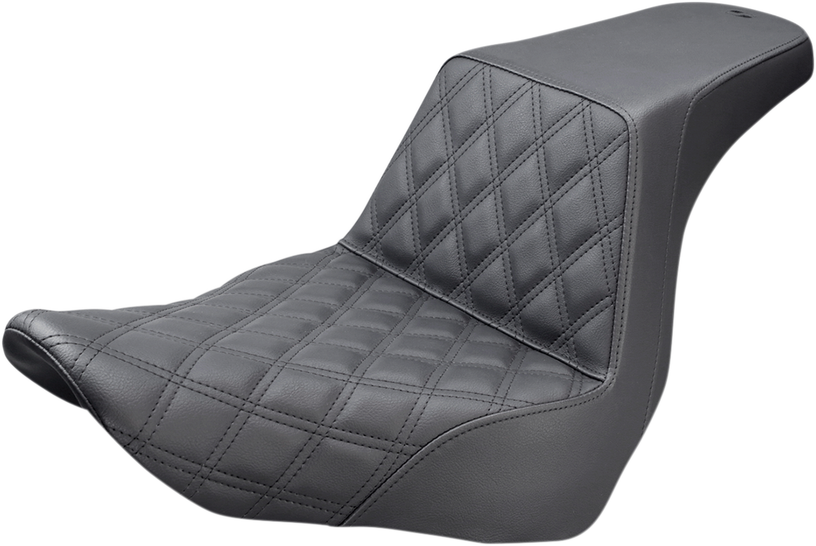 SADDLEMEN Step-Up Seat - Front Lattice Stitch - Black - Softail '18-'24