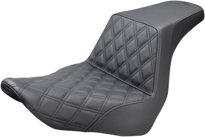 SADDLEMEN Step-Up Seat - Front Lattice Stitch - Black - Softail '18-'24