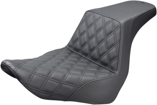 SADDLEMEN Step-Up Seat - Front Lattice Stitch - Black - Softail '18-'24
