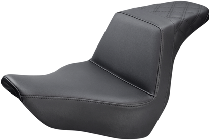 SADDLEMEN Step-Up Seat - Rear Lattice Stitch - Black - Softail '18-'24