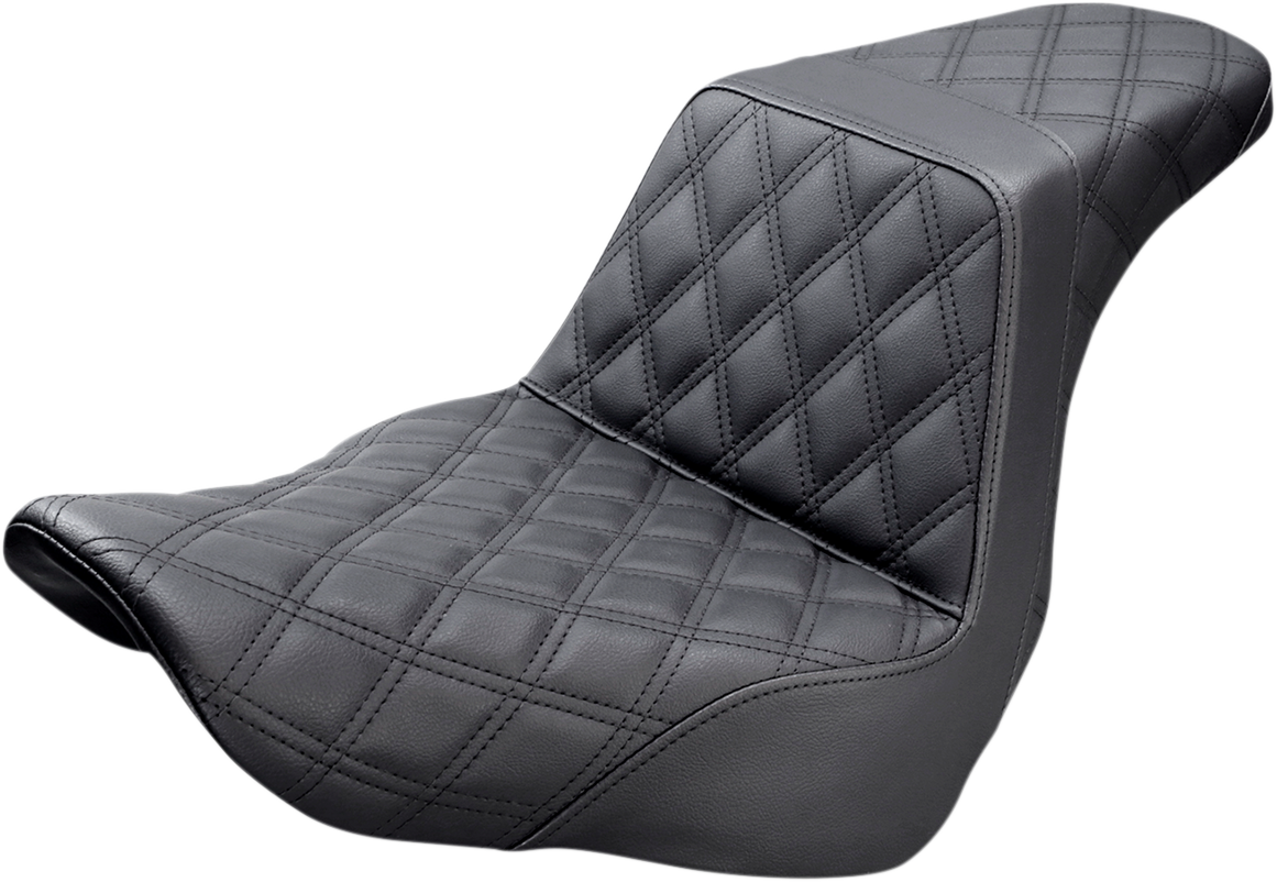 SADDLEMEN Step-Up Seat - Full Lattice Stitch - Black - Softail '18-'24