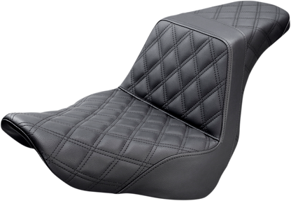 SADDLEMEN Step-Up Seat - Full Lattice Stitch - Black - Softail '18-'24