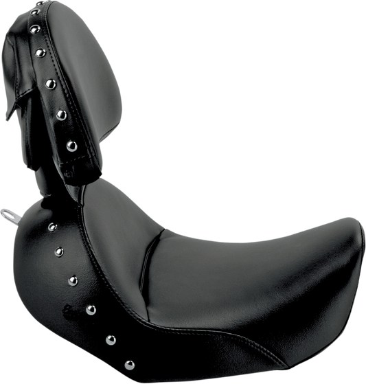 SADDLEMEN Heels Down Solo Seat - With Backrest - Studded - Black - Dyna '06-'17