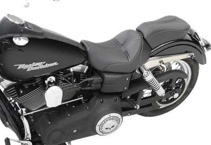 SADDLEMEN Dominator Solo Seat - w/o Backrest - Black w/ Silver Stitching - Dyna '06-'17
