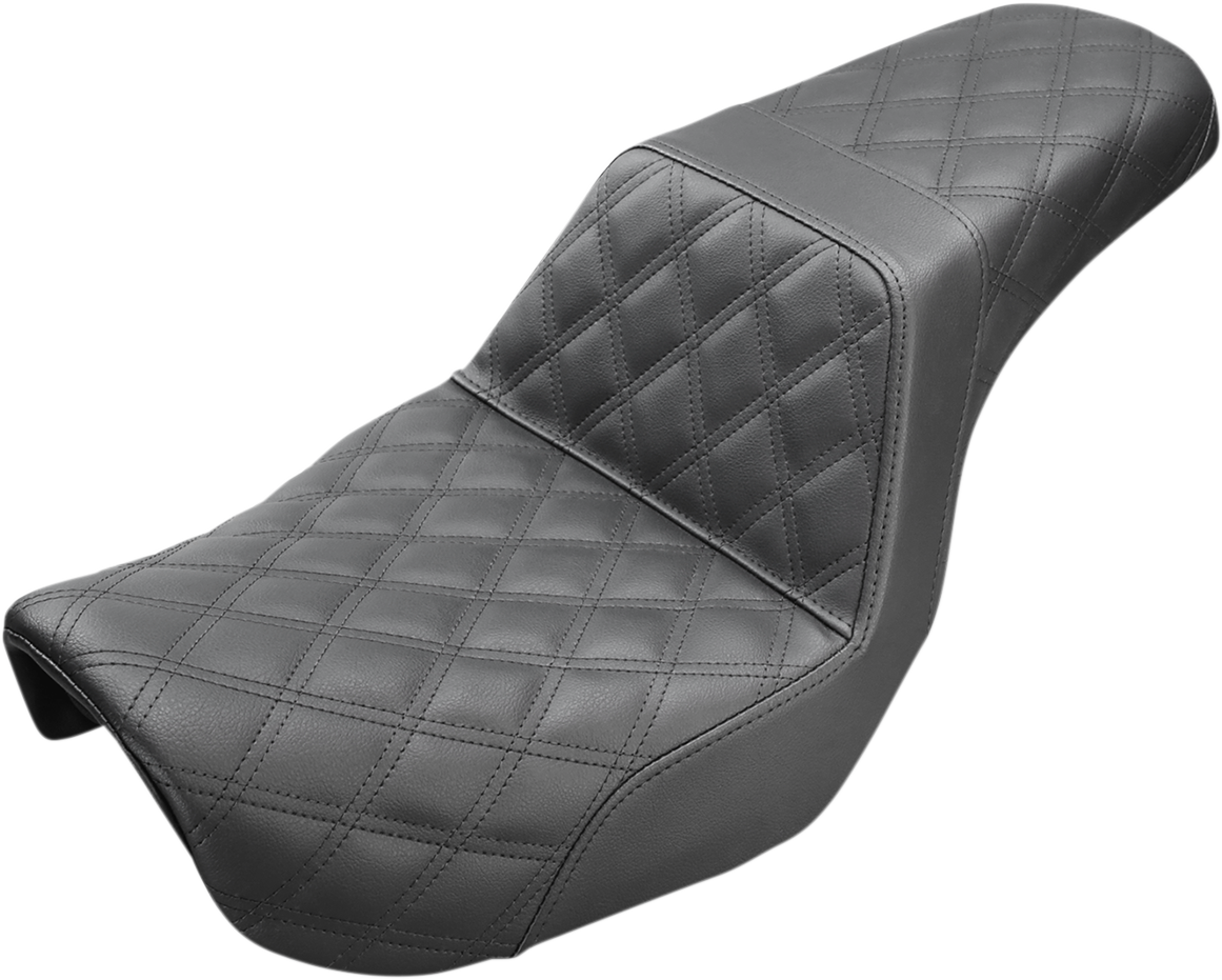 SADDLEMEN Step-Up Seat - Full Lattice Stitch - Black - Dyna '06-'17